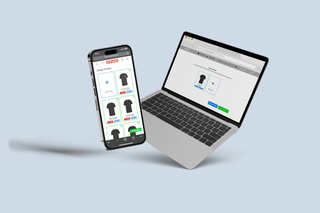Iphone og macbook mockup af digital svendeportfolio opgave